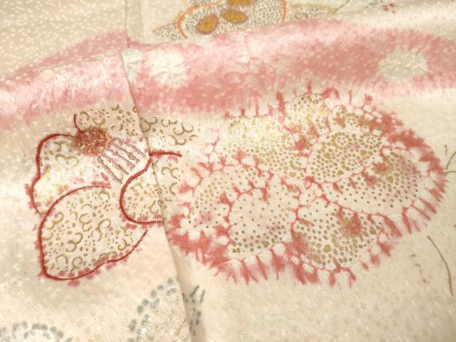 平和屋着物●創業460年・千總　訪問着　絞り　草花文　金彩　正絹　逸品　AABF1380ck
