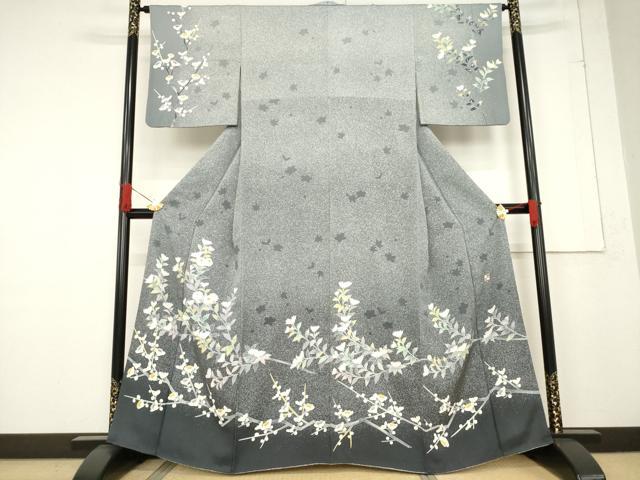 平和屋着物●京友禅 羽田工房　京都府指定無形文化財保持者　羽田登　訪問着　草花文　正絹　逸品　AABF1381ck