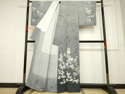 平和屋着物●京友禅 羽田工房　京都府指定無形文化財保持者　羽田登　訪問着　草花文　正絹　逸品　AABF1381ck