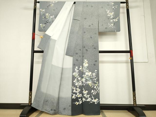 平和屋着物●京友禅 羽田工房　京都府指定無形文化財保持者　羽田登　訪問着　草花文　正絹　逸品　AABF1381ck