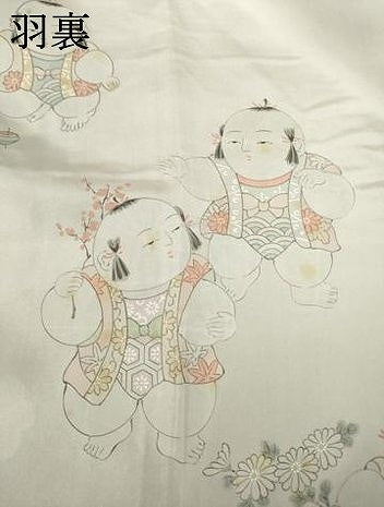 平和屋着物●道行コート　舞花文　黒地　正絹　逸品　AABF1386ck