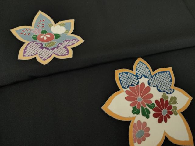 平和屋着物●道行コート　舞花文　黒地　正絹　逸品　AABF1386ck