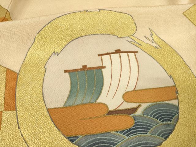 平和屋着物●銀座　志ま亀　訪問着　市松吉祥花丸文　金彩　たとう紙付き　正絹　逸品　AABF1387ck