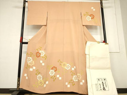 平和屋着物●銀座　志ま亀　訪問着　花唐草文　たとう紙付き　正絹　逸品　AABF1388ck