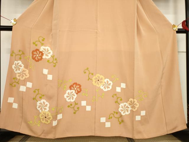 平和屋着物●銀座　志ま亀　訪問着　花唐草文　たとう紙付き　正絹　逸品　AABF1388ck