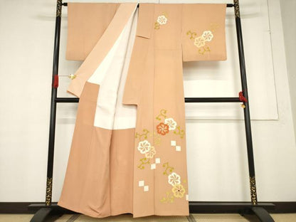 平和屋着物●銀座　志ま亀　訪問着　花唐草文　たとう紙付き　正絹　逸品　AABF1388ck
