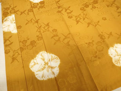 平和屋着物●長襦袢　無双仕立て　絞り　舞花文　飛鶴地紋　正絹　逸品　AABF1391ck