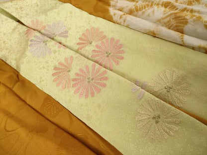 平和屋着物●長襦袢　無双仕立て　絞り　舞花文　飛鶴地紋　正絹　逸品　AABF1391ck