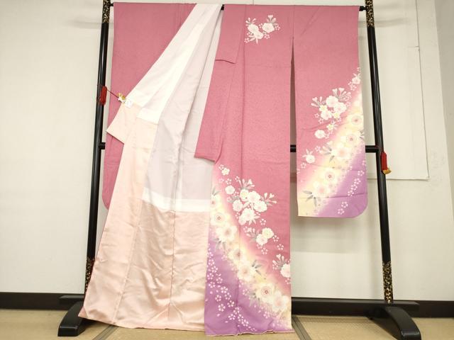 平和屋着物●豪華振袖　舞桜文　暈し染め　金彩　正絹　逸品　AABF1392ck