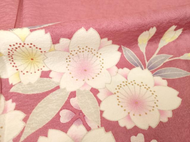 平和屋着物●豪華振袖　舞桜文　暈し染め　金彩　正絹　逸品　AABF1392ck