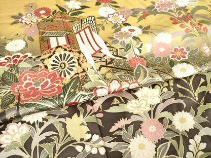平和屋着物●豪華振袖　駒刺繍　御所車花文　暈し染め　金彩　正絹　逸品　AABF1393ck