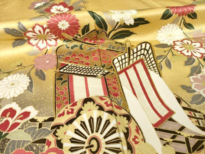 平和屋着物●豪華振袖　駒刺繍　御所車花文　暈し染め　金彩　正絹　逸品　AABF1393ck