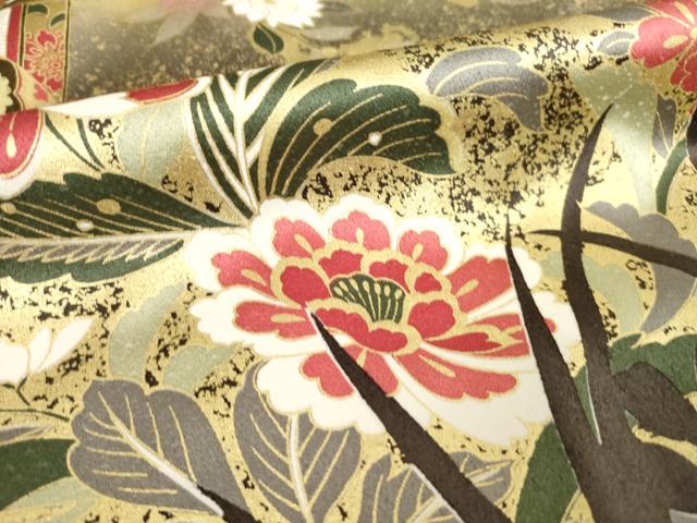 平和屋着物○豪華振袖 駒刺繍 御所車花文 暈し染め 金彩 正絹