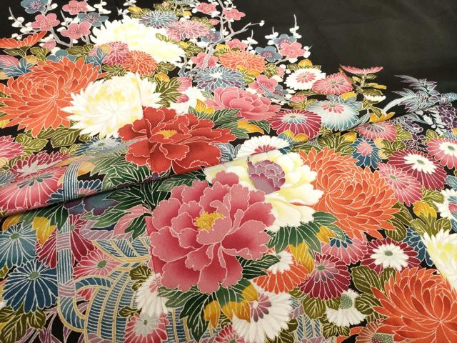 平和屋着物●豪華黒留袖　友禅　作家物　飾花文　大丸扱い　正絹　逸品　未使用　AABF1395ck