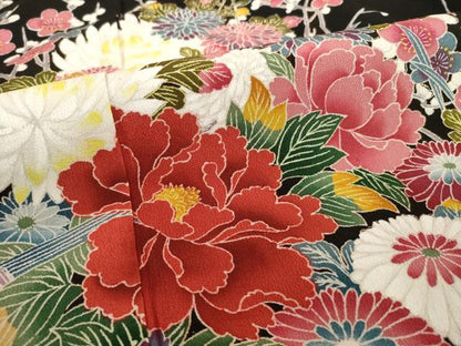 平和屋着物●豪華黒留袖　友禅　作家物　飾花文　大丸扱い　正絹　逸品　未使用　AABF1395ck