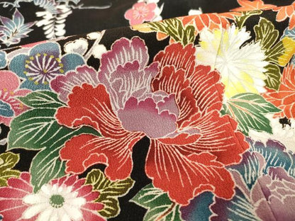 平和屋着物●豪華黒留袖　友禅　作家物　飾花文　大丸扱い　正絹　逸品　未使用　AABF1395ck