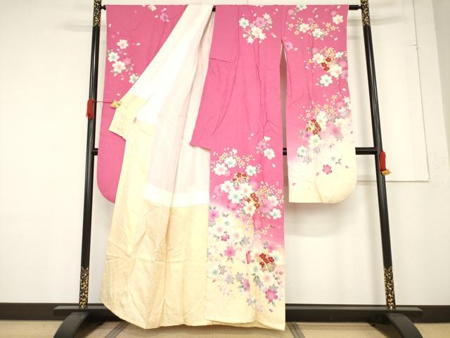 平和屋着物●豪華振袖　花毬文　暈し染め　金彩　正絹　逸品　AABF1396ck