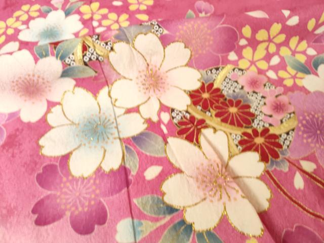 平和屋着物●豪華振袖　花毬文　暈し染め　金彩　正絹　逸品　AABF1396ck