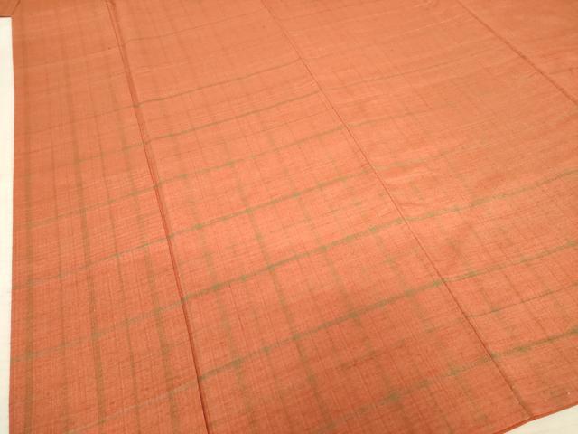 平和屋着物●結城紬　格子　正絹　逸品　AABF1397ck