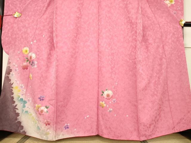 平和屋着物●豪華振袖　舞桜文　暈し染め　金彩　正絹　逸品　AABF1399ck