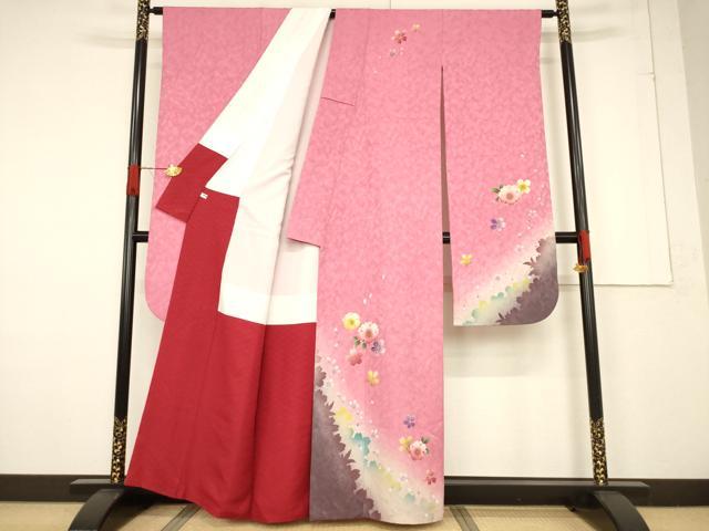 平和屋着物●豪華振袖　舞桜文　暈し染め　金彩　正絹　逸品　AABF1399ck
