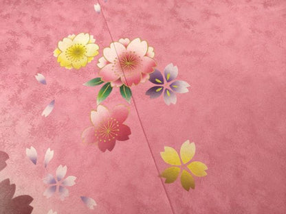 平和屋着物●豪華振袖　舞桜文　暈し染め　金彩　正絹　逸品　AABF1399ck
