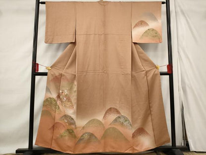 平和屋着物■訪問着　刺繍　遠山花文　暈し染め　金糸　金彩　正絹　逸品　AABF1461st