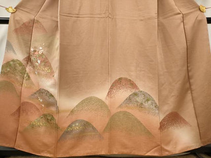 平和屋着物■訪問着　刺繍　遠山花文　暈し染め　金糸　金彩　正絹　逸品　AABF1461st
