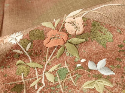 平和屋着物■訪問着　刺繍　遠山花文　暈し染め　金糸　金彩　正絹　逸品　AABF1461st