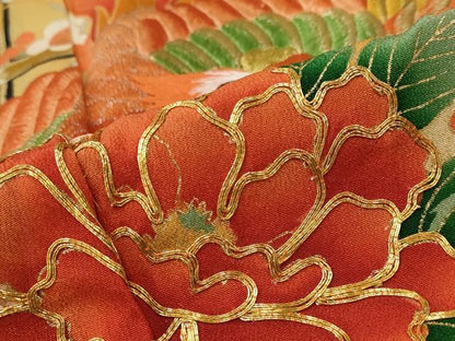 平和屋着物■豪華黒留袖 駒刺繍 鳳凰枝梅文 金糸 金彩 正絹 逸品 AABF1467st