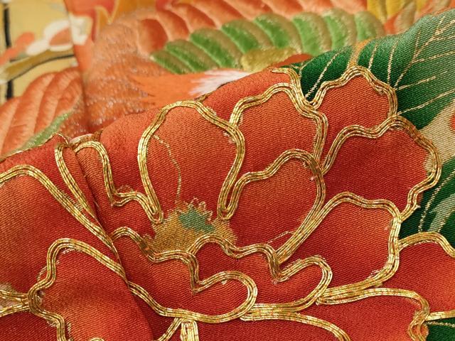 平和屋着物■豪華黒留袖 駒刺繍 鳳凰枝梅文 金糸 金彩 正絹 逸品 AABF1467st