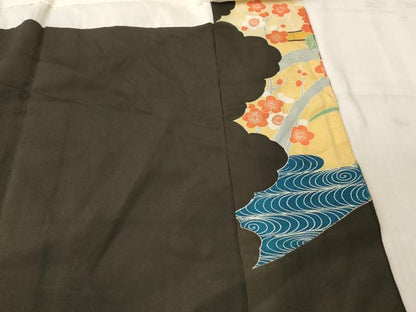 平和屋着物■豪華黒留袖 駒刺繍 鳳凰枝梅文 金糸 金彩 正絹 逸品 AABF1467st