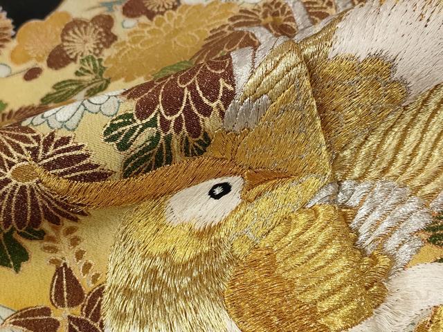 平和屋着物■豪華黒留袖 刺繍 花鳥文 金銀糸 金彩 正絹 逸品 AABF1495st