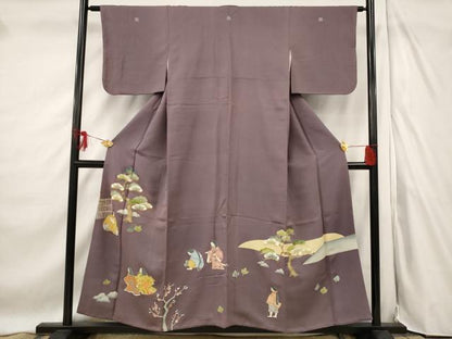 平和屋着物●染刺工芸 大羊居 東京友禅 色留袖 人物風景文 金糸 金彩 高島屋扱い 正絹 逸品 AABF1499st
