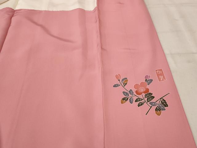 平和屋着物■本加賀友禅作家 押田正義 監修 色無地 紋意匠 真朱色 正絹 逸品 AABF1505st