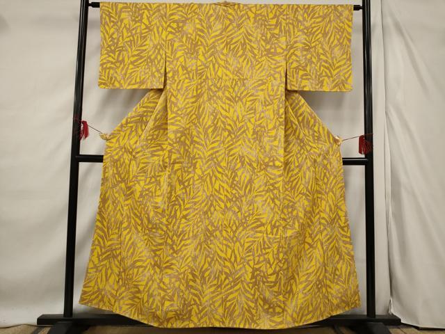 平和屋着物■上質な小紋 草葉シルエット 正絹 逸品 AABF1508st