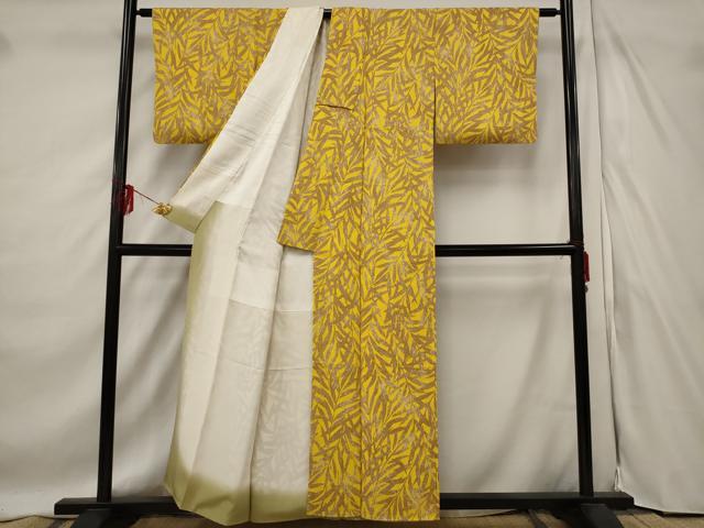平和屋着物■上質な小紋 草葉シルエット 正絹 逸品 AABF1508st