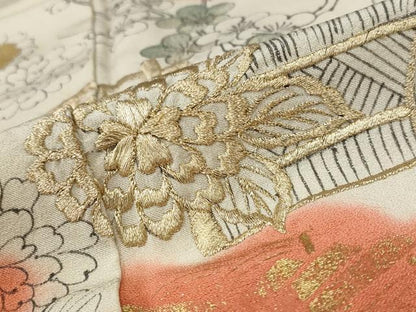 平和屋着物■訪問着　雲取り花文　暈し染め　金彩　正絹　逸品　AABF1554st