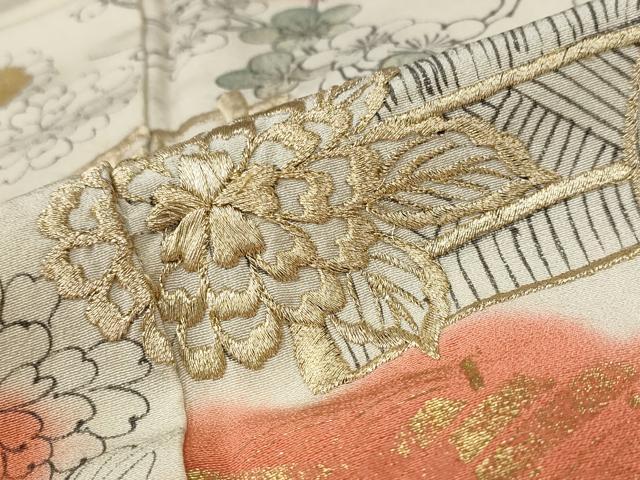 平和屋着物■訪問着　雲取り花文　暈し染め　金彩　正絹　逸品　AABF1554st