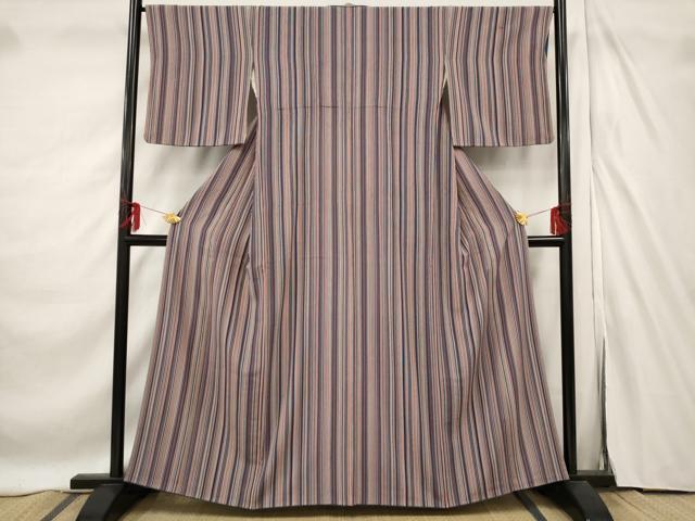 平和屋着物■上質な小紋 縞 正絹 逸品 AABF1558st