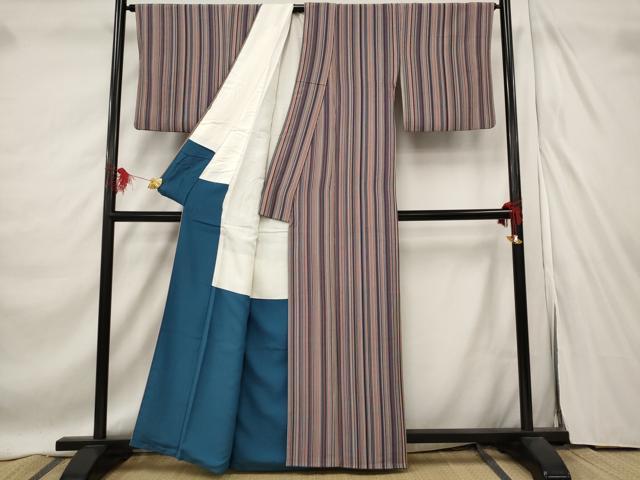 平和屋着物■上質な小紋 縞 正絹 逸品 AABF1558st
