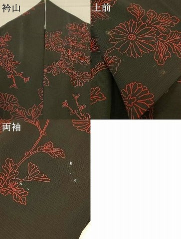 平和屋着物＊夏物　小紋　絽　草花文　正絹　逸品　AABF1562jd