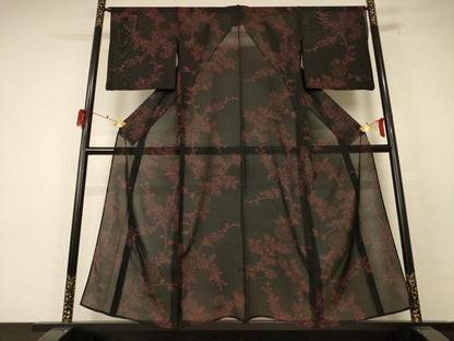 平和屋着物＊夏物　小紋　絽　草花文　正絹　逸品　AABF1562jd