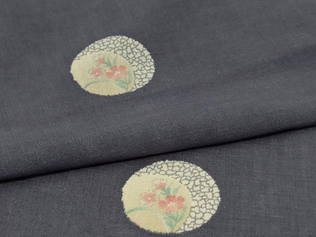 平和屋着物＊夏物 小紋 紗 草花丸文 洗える着物 AABF1567jd