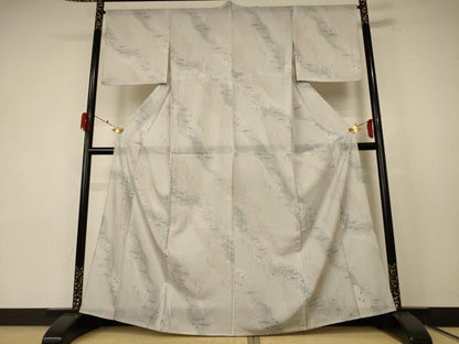 平和屋着物＊夏物 小紋 絽 花蝶文 洗える着物 AABF1568jd