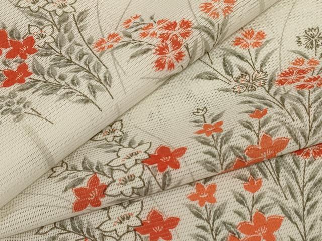 平和屋着物＊夏物 小紋 絽 草花文 洗える着物 AABF1570jd