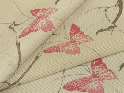 平和屋着物＊夏物 小紋 絽 舞蝶文 洗える着物 AABF1573jd