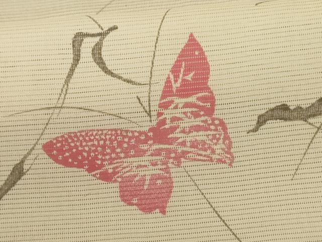 平和屋着物＊夏物 小紋 絽 舞蝶文 洗える着物 AABF1573jd