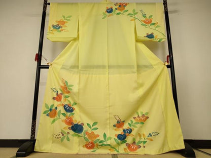 平和屋着物＊夏物　訪問着　絽　草花文　ロング丈　洗える着物　AABF1574jd