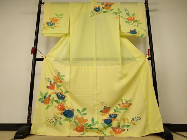 平和屋着物＊夏物　訪問着　絽　草花文　ロング丈　洗える着物　AABF1574jd